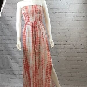 UEC Guess pink tie dye strapless maxi dress X-small